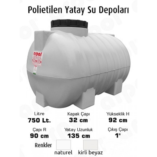 SU DEPOSU 750 LT.POLYETİLEN 90X130