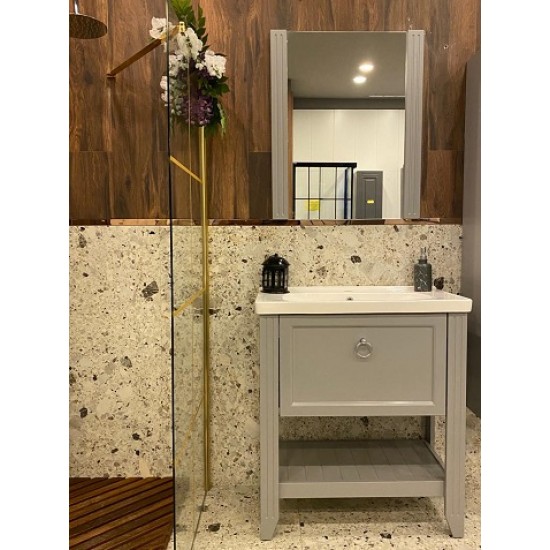 BANYO DOLABI 80 CM İNOX SATEN GRİ