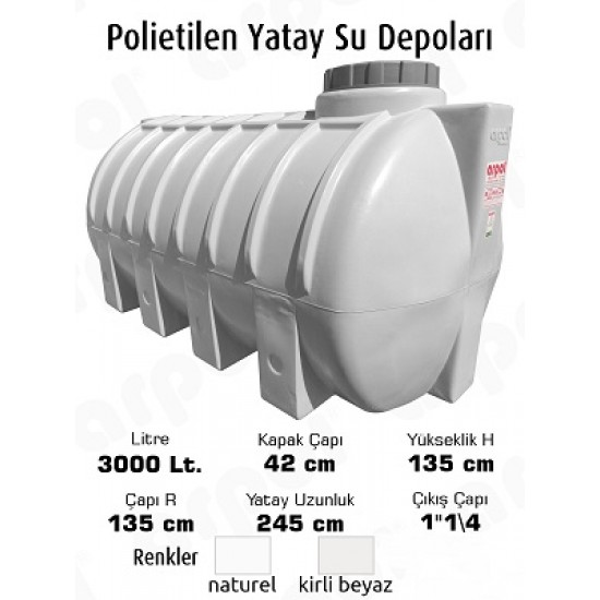 SU DEPOSU 3000 LT.POLYETİLEN 140X242