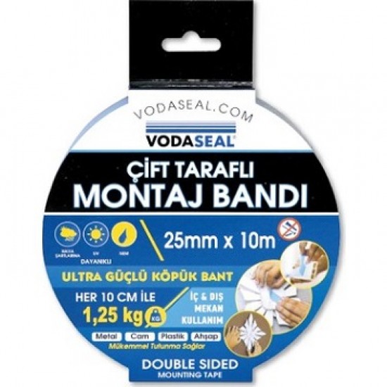 VODASEAL ÇİFT TARAFLI MONTAJ BANDI 25MMX10 MT